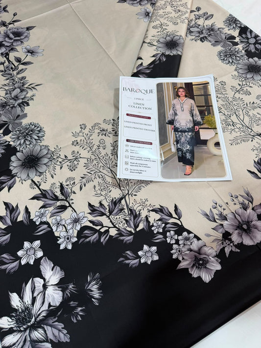 Baroque Digital Printed Linen Co-Ord Set (Shirt & Trouser) - BL1