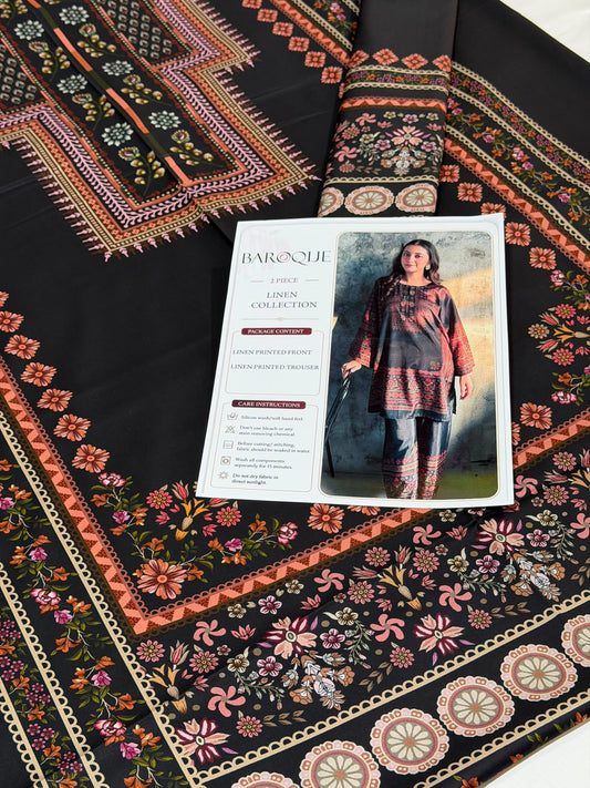 Baroque Digital Printed Linen Co-Ord Set (Shirt & Trouser) - BL2