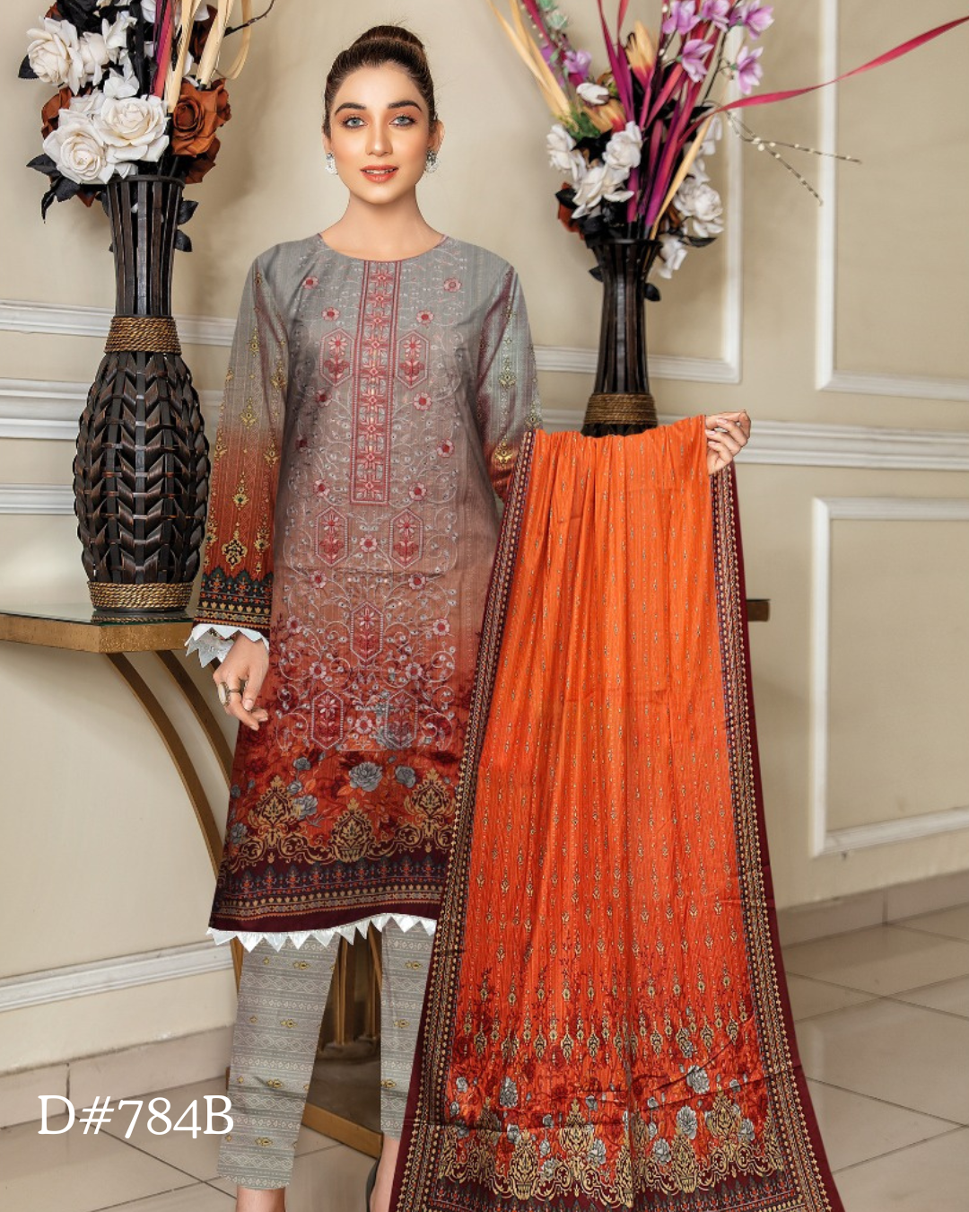 PRINTED LAWN 3 PC (FRONT EMBROIDED)