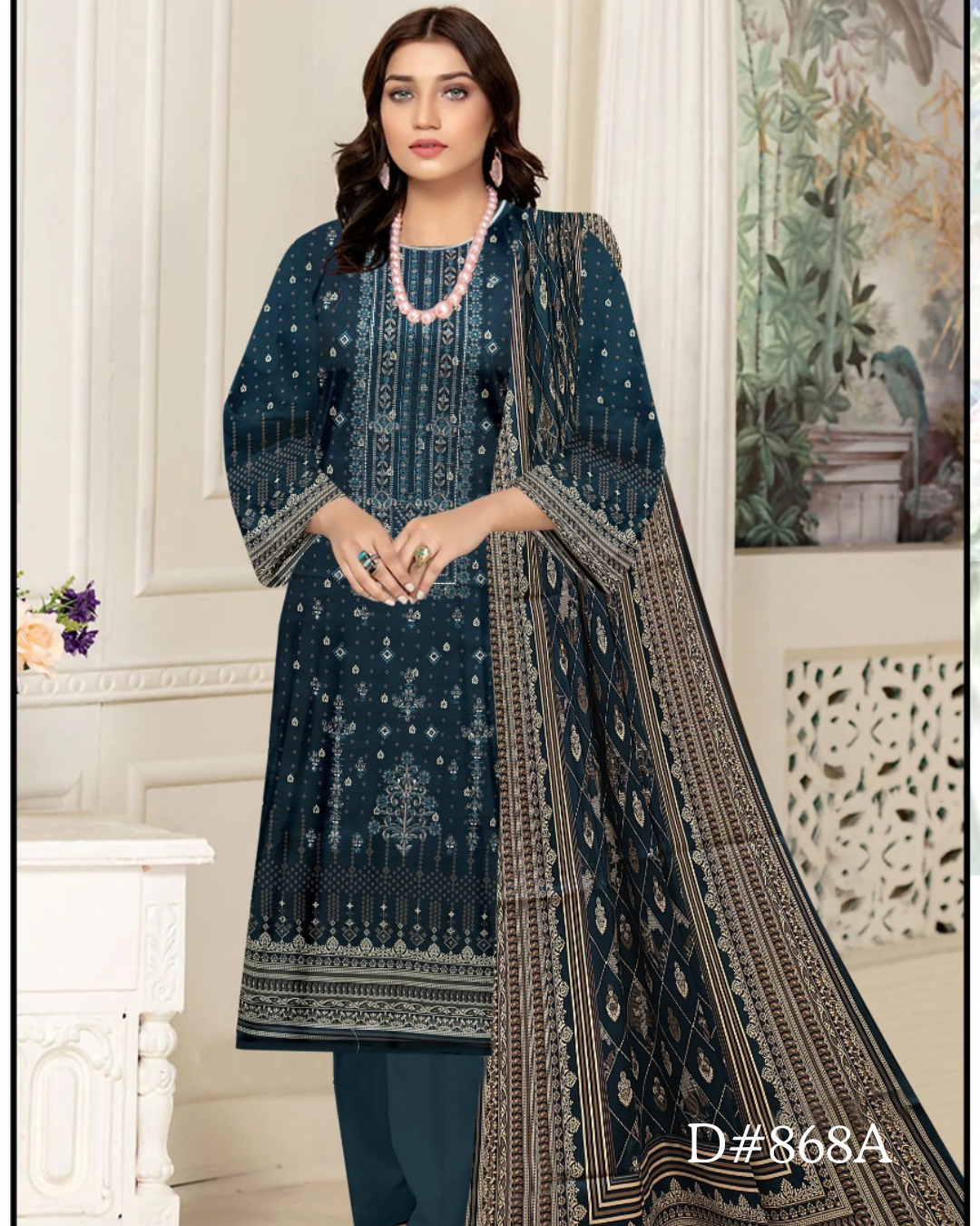 PRINTED LAWN 3 PC (FRONT EMBROIDED)