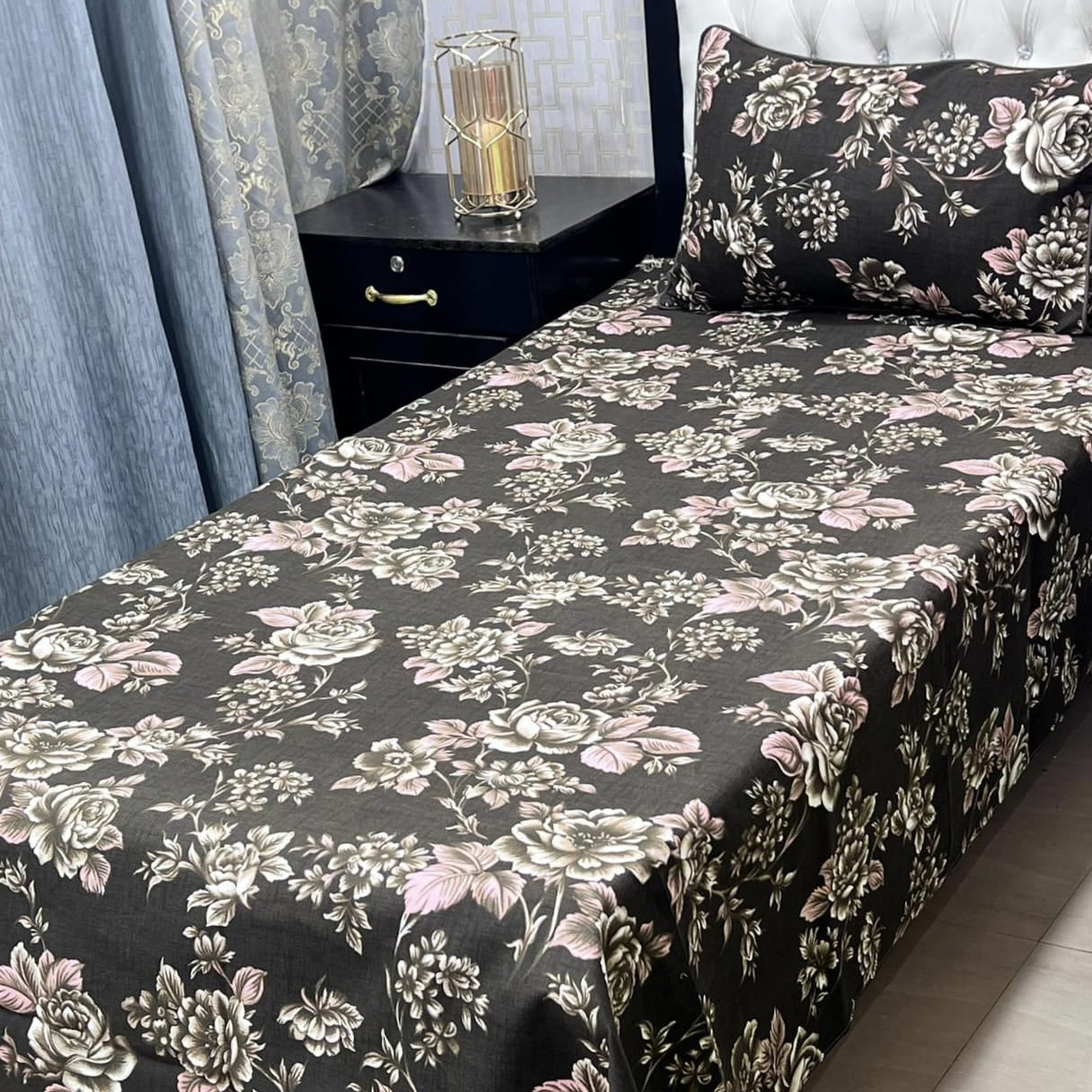 Crystal Cotton Single Bedsheet Design 101