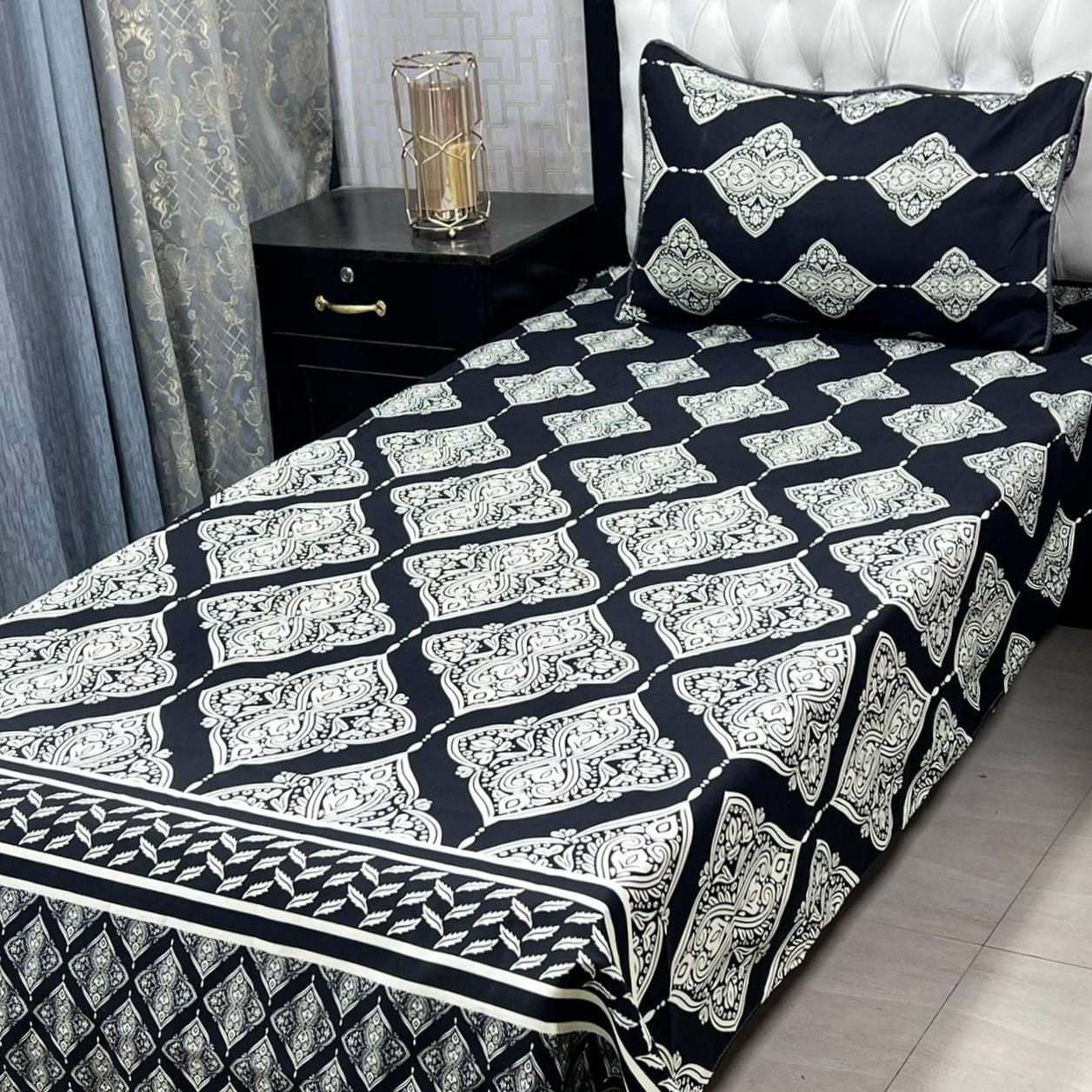 Crystal Cotton Single Bedsheet Design 104