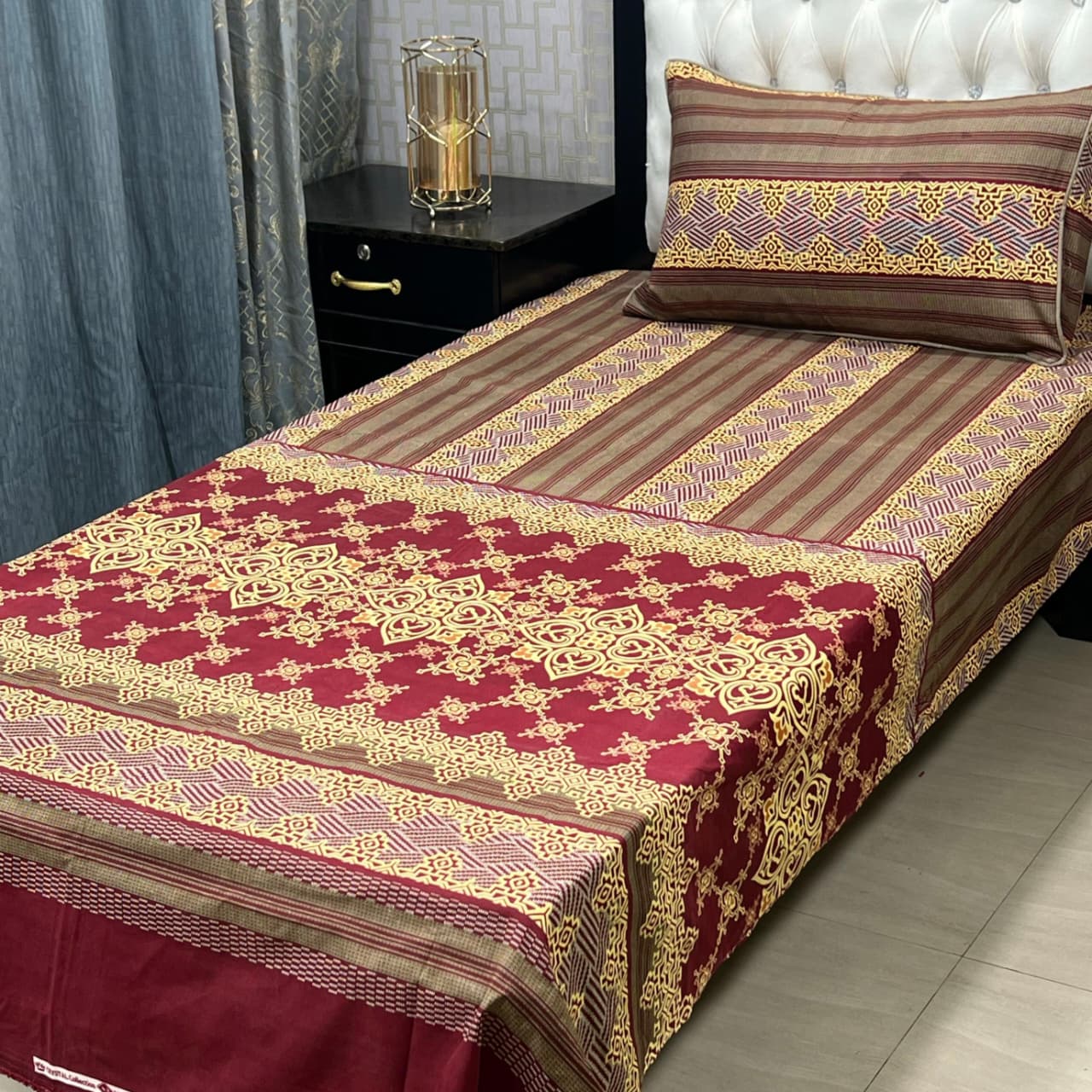 Crystal Cotton Single Bedsheet Design 119