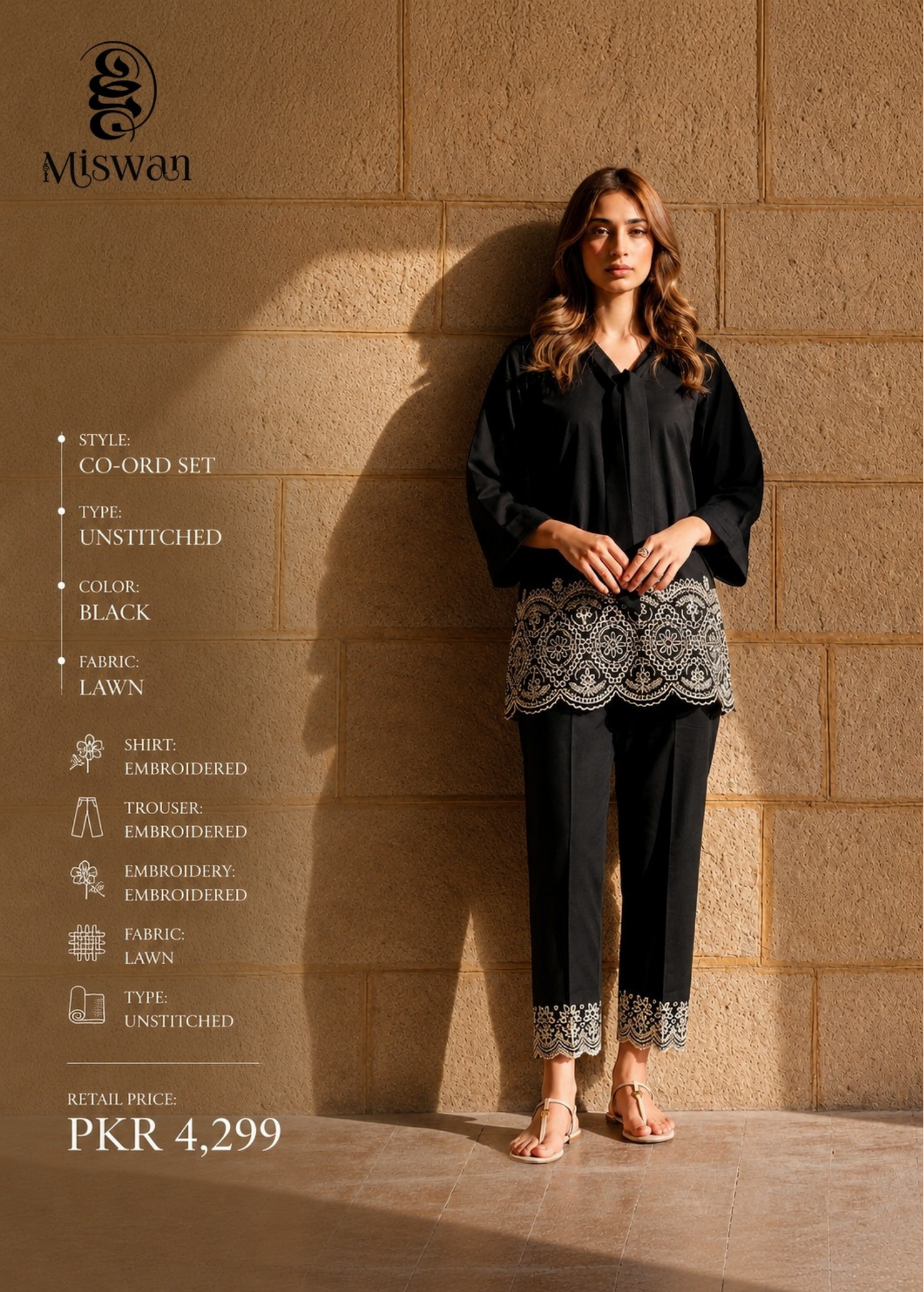 Miswan Embroidered Co-Ord Set
