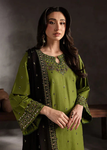 Batik 3pc | Premium Lawn | Emb Dupata | Green Black