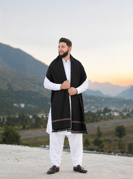 Black Shwal + White Suit Gul Ahmad