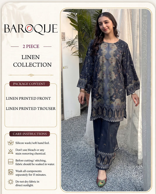 Baroque Digital Printed Linen Co-Ord Set (Shirt & Trouser) -  BL10