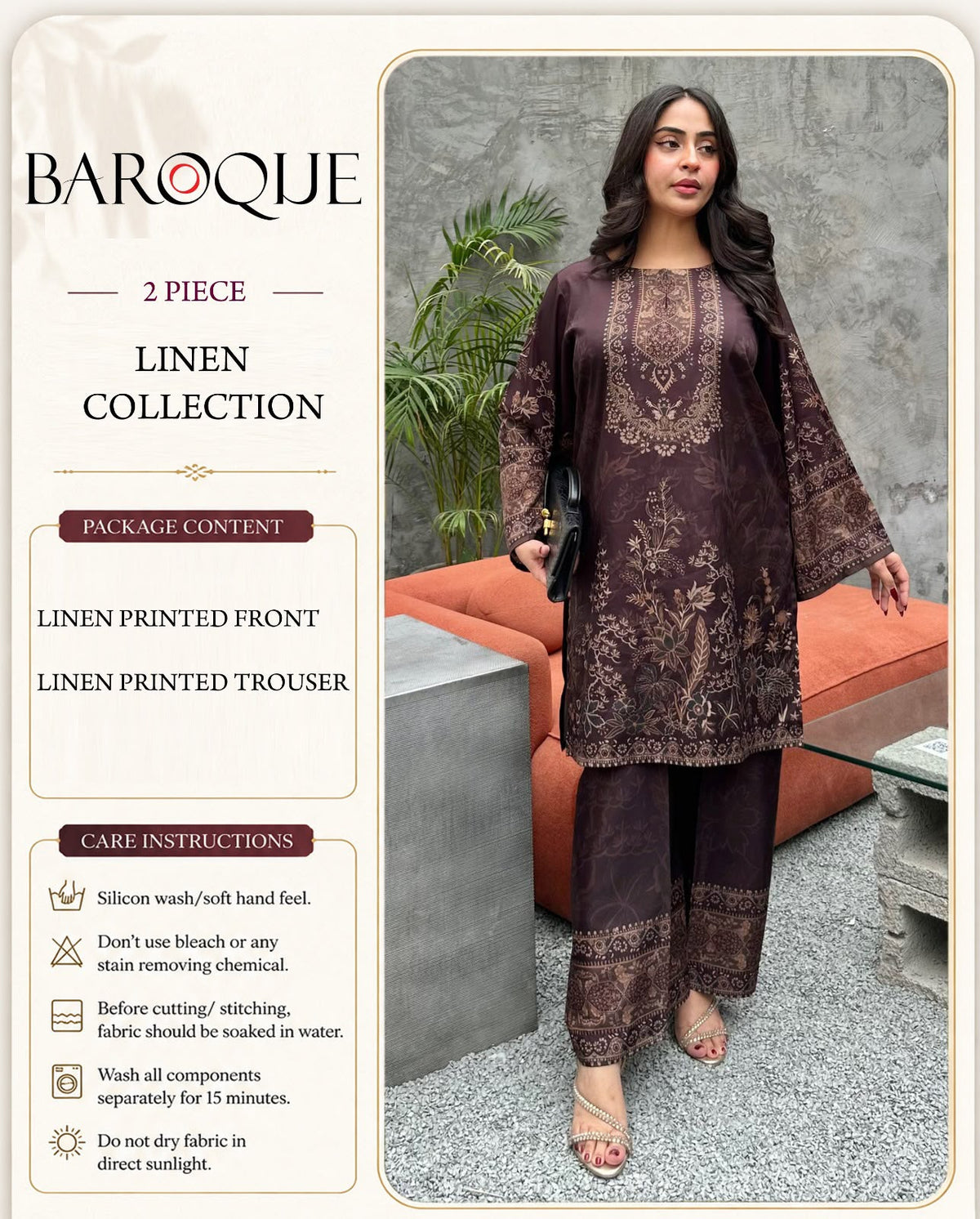 Baroque Digital Printed Linen Co-Ord Set (Shirt & Trouser) -  BL12