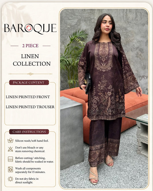 Baroque Digital Printed Linen Co-Ord Set (Shirt & Trouser) -  BL12