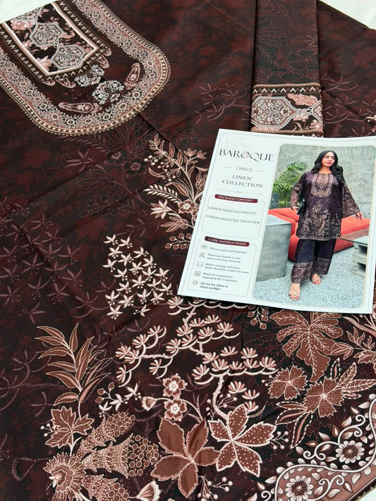 Baroque Digital Printed Linen Co-Ord Set (Shirt & Trouser) -  BL12