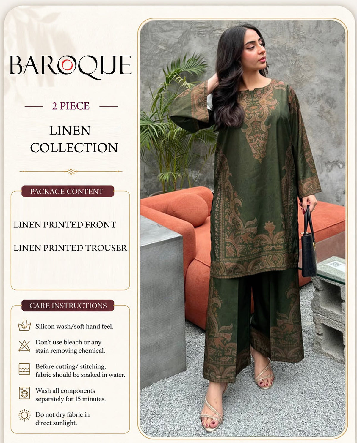 Baroque Digital Printed Linen Co-Ord Set (Shirt & Trouser) -  BL13