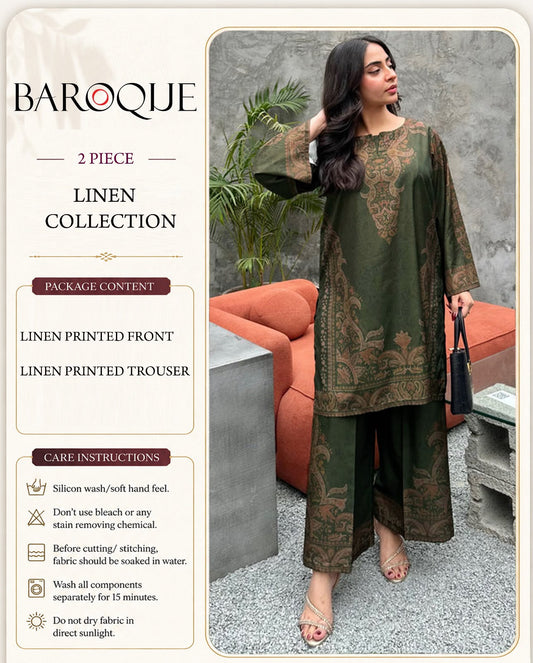 Baroque Digital Printed Linen Co-Ord Set (Shirt & Trouser) -  BL13