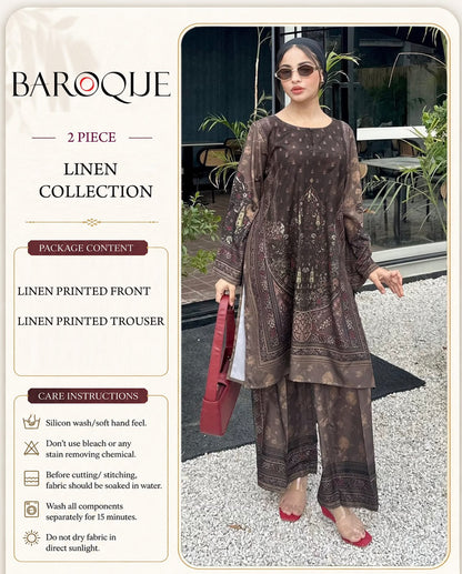 Baroque Digital Printed Linen Co-Ord Set (Shirt & Trouser) -  BL14