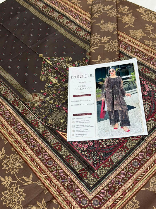 Baroque Digital Printed Linen Co-Ord Set (Shirt & Trouser) -  BL14