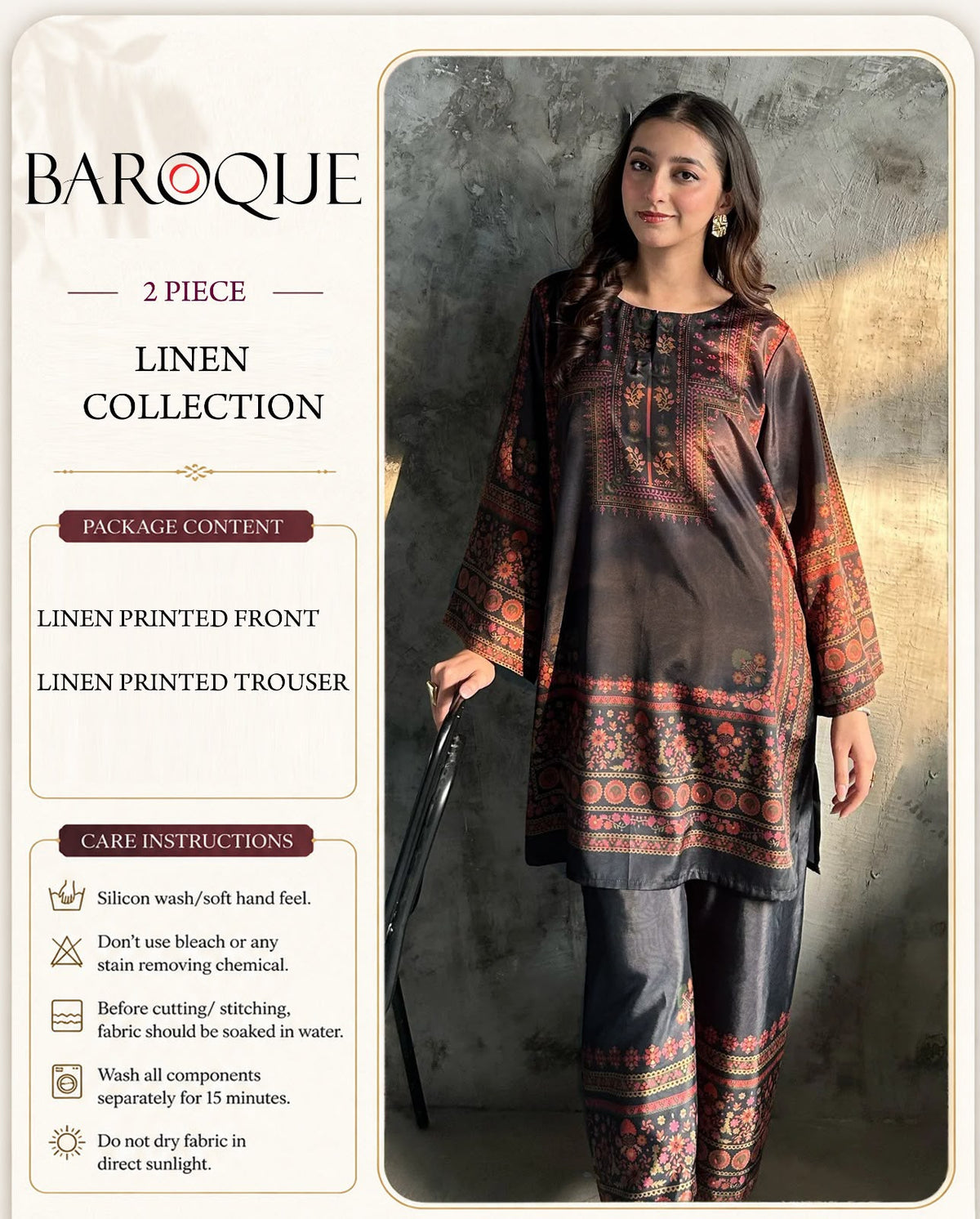 Baroque Digital Printed Linen Co-Ord Set (Shirt & Trouser) -  BL2