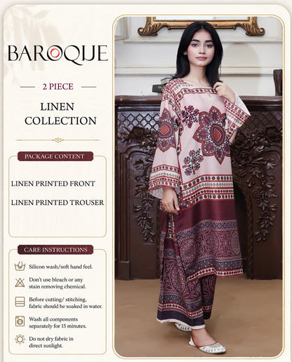 Baroque Digital Printed Linen Co-Ord Set (Shirt & Trouser) -  BL3