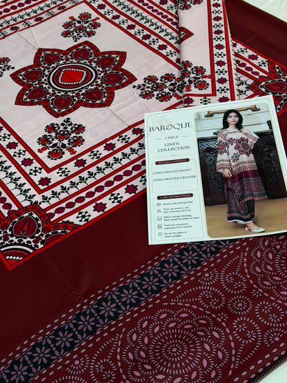 Baroque Digital Printed Linen Co-Ord Set (Shirt & Trouser) -  BL3