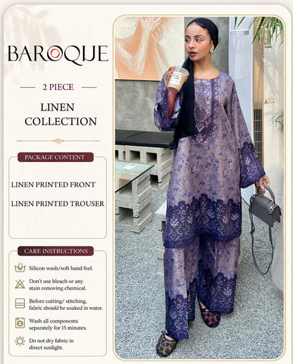 Baroque Digital Printed Linen Co-Ord Set (Shirt & Trouser) -  BL4