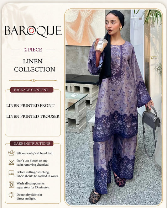 Baroque Digital Printed Linen Co-Ord Set (Shirt & Trouser) -  BL4