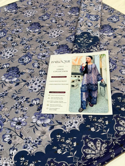 Baroque Digital Printed Linen Co-Ord Set (Shirt & Trouser) -  BL4