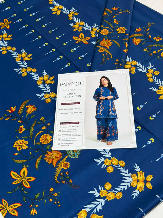 Baroque Digital Printed Linen Co-Ord Set (Shirt & Trouser) -  BL5