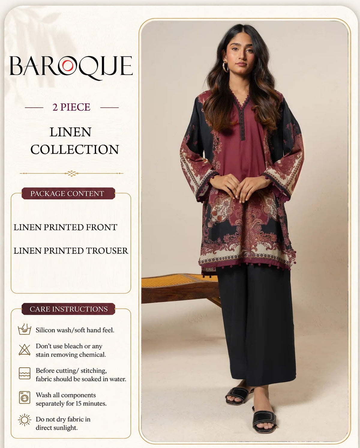 Baroque Digital Printed Linen Co-Ord Set (Shirt & Trouser) -  BL6