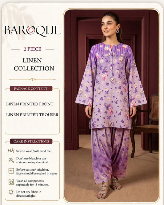 Baroque Digital Printed Linen Co-Ord Set (Shirt & Trouser) -  BL7