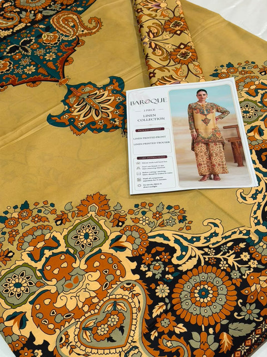 Baroque Digital Printed Linen Co-Ord Set (Shirt & Trouser) -  BL8
