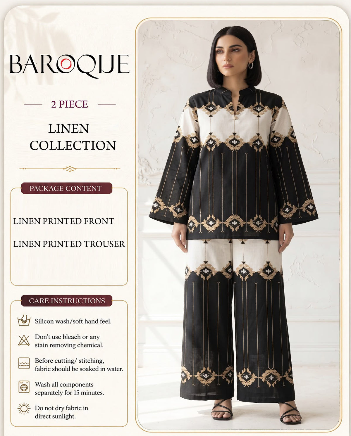 Baroque Digital Printed Linen Co-Ord Set (Shirt & Trouser) -  BL9