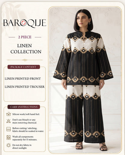 Baroque Digital Printed Linen Co-Ord Set (Shirt & Trouser) -  BL9
