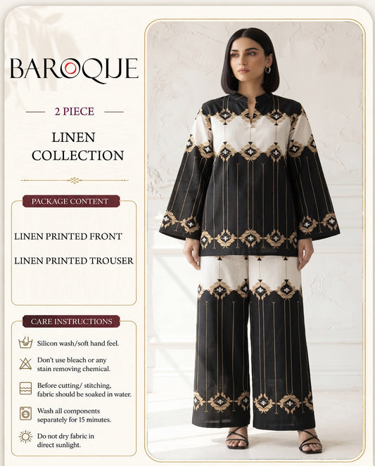 Baroque Digital Printed Linen Co-Ord Set (Shirt & Trouser) -  BL9