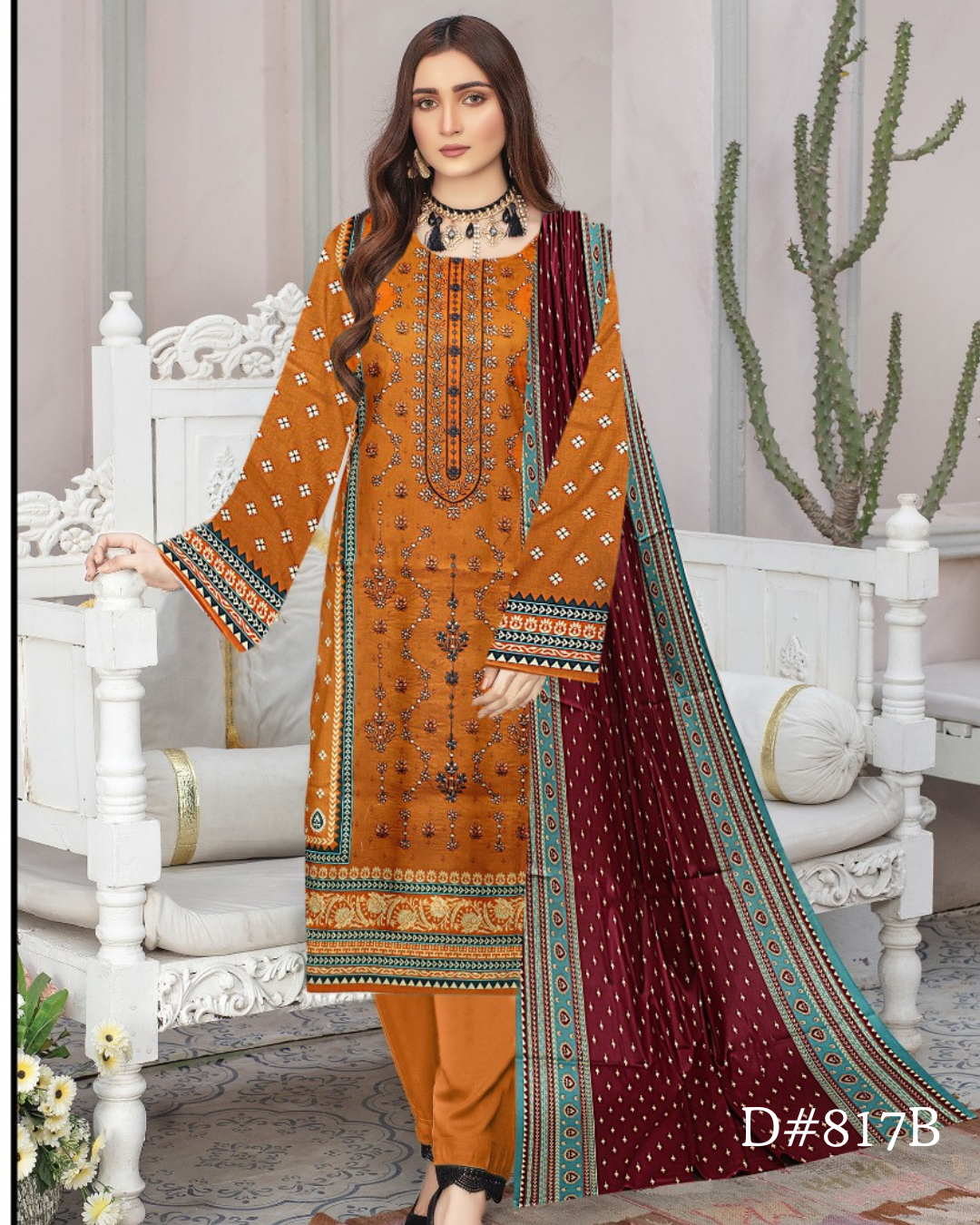 PRINTED LAWN 3 PC (FRONT EMBROIDED)