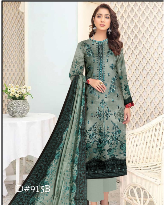 PRINTED LAWN 3 PC (FRONT EMBROIDED)