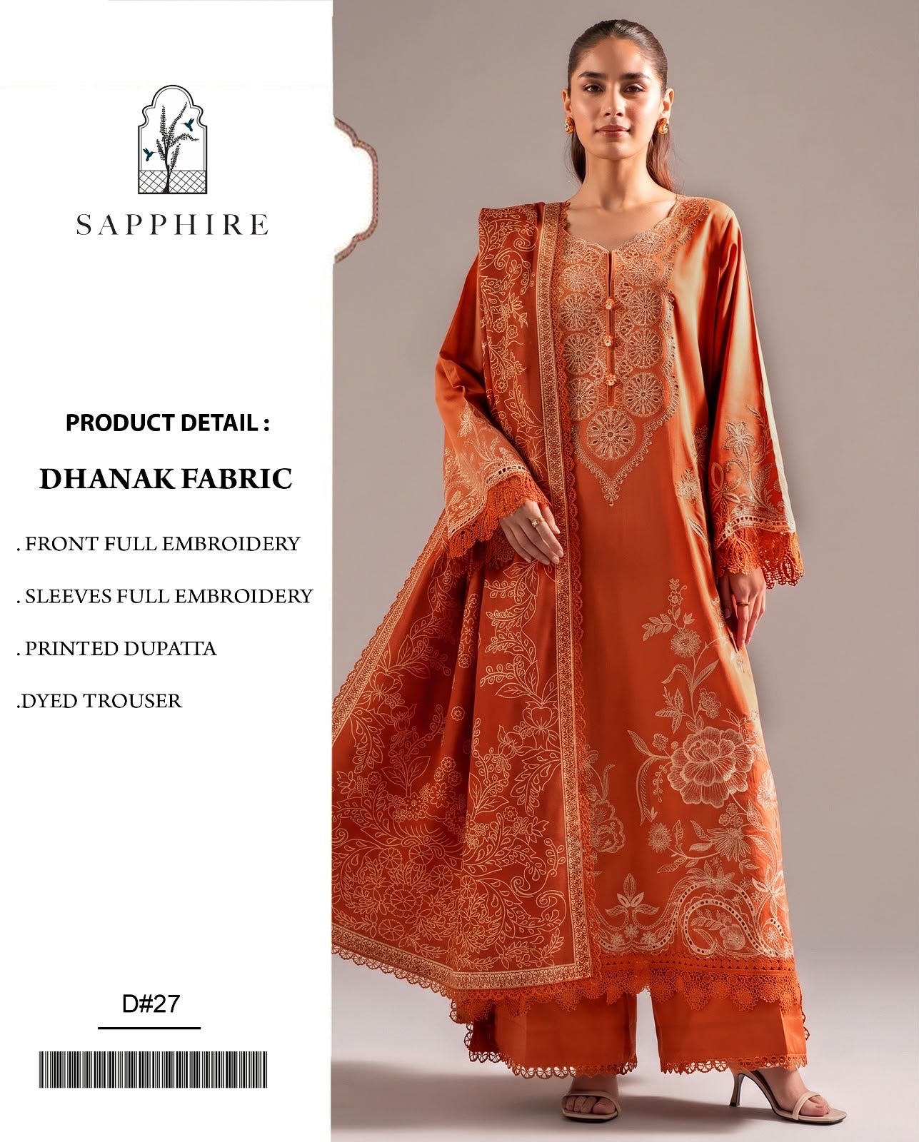 Dhanak 3PC – Heavy Embroidered Collection