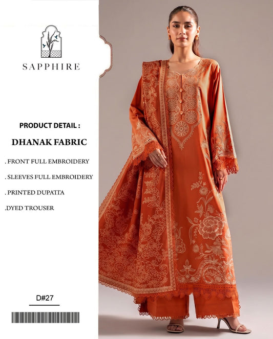 Dhanak 3PC – Heavy Embroidered Collection