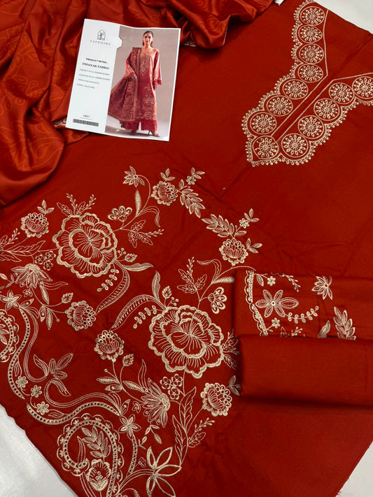 Dhanak 3PC – Heavy Embroidered Collection