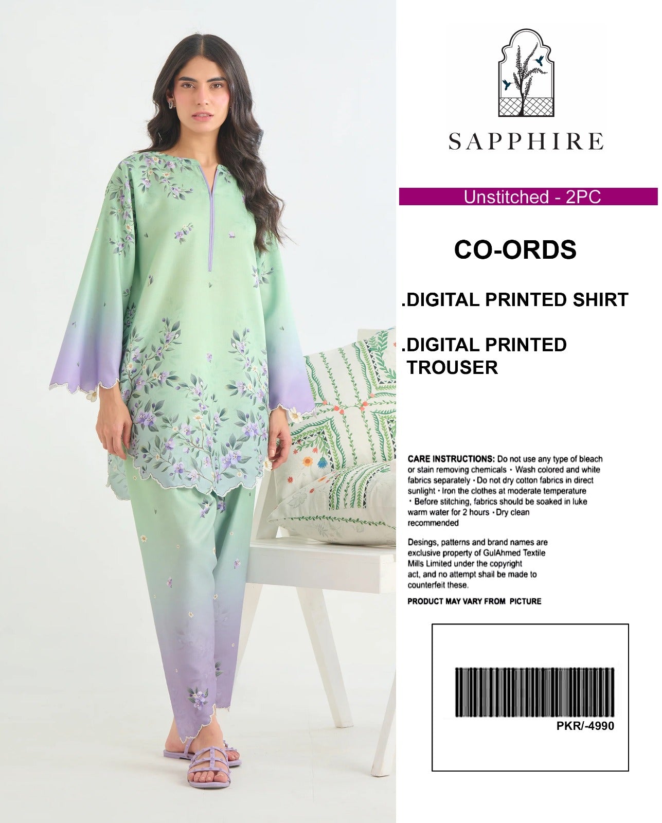 Sapphire Digital Printed Co-Ords Set (Shirt & Trouser)