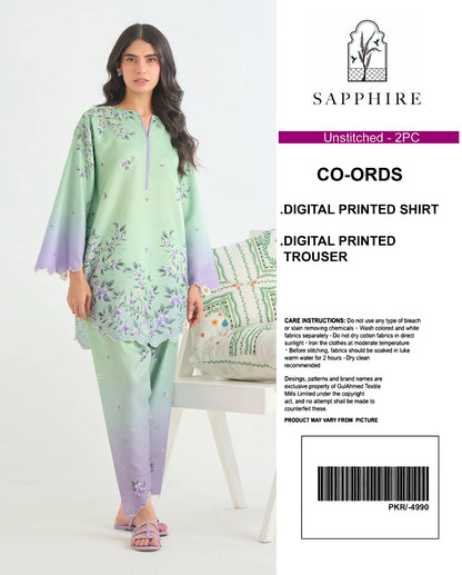 Sapphire Digital Printed Co-Ords Set (Shirt & Trouser)