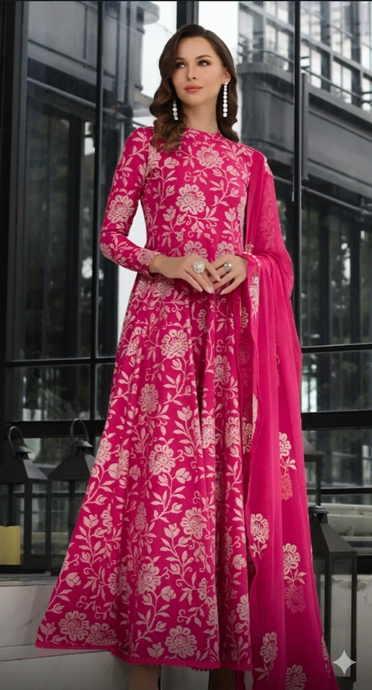 Bareeze 3PC | EMBEROIDERED LAWN | Pure Chiffon Dupatta | SHOCKING PINK