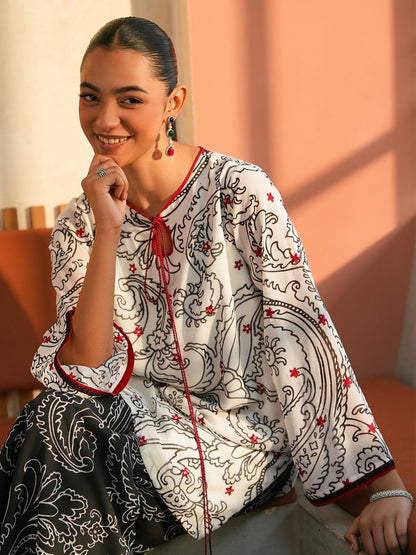 T588 - Mahira – Scarlet Touch Printed 3-Piece Suit