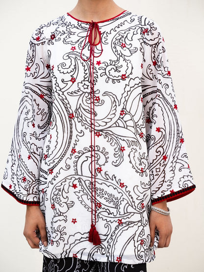 T588 - Mahira – Scarlet Touch Printed 3-Piece Suit