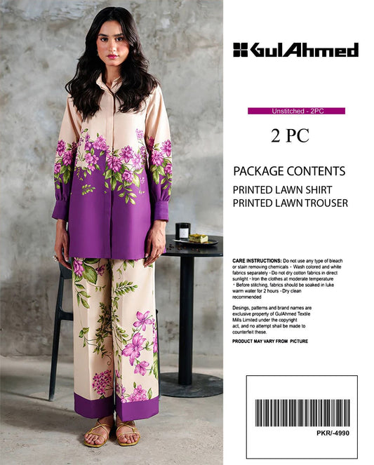 Gul Ahmed YOLO Digital Printed Co-Ords Set (Shirt & Trouser)