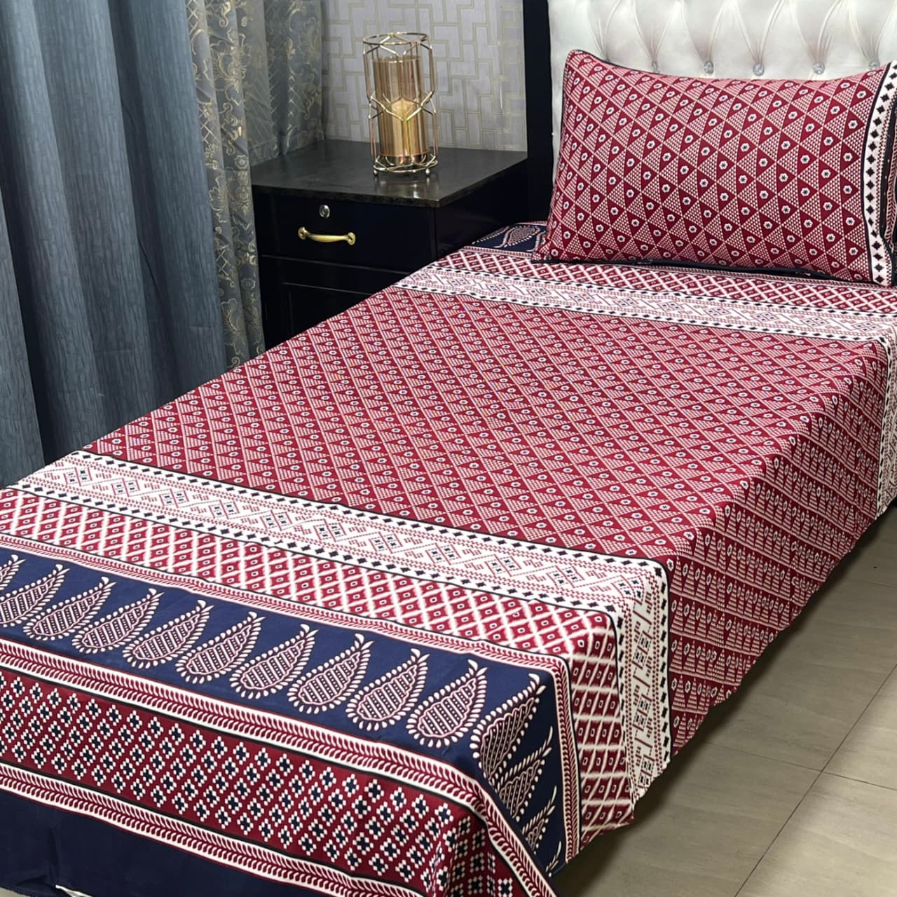 Crystal Cotton Single Bedsheet Design 127