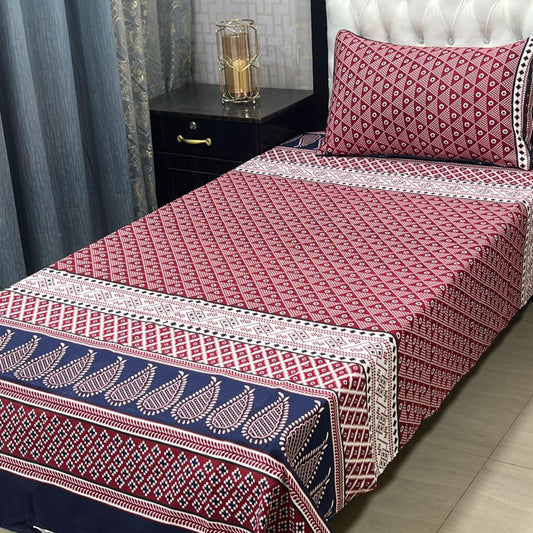 Crystal Cotton Single Bedsheet Design 127