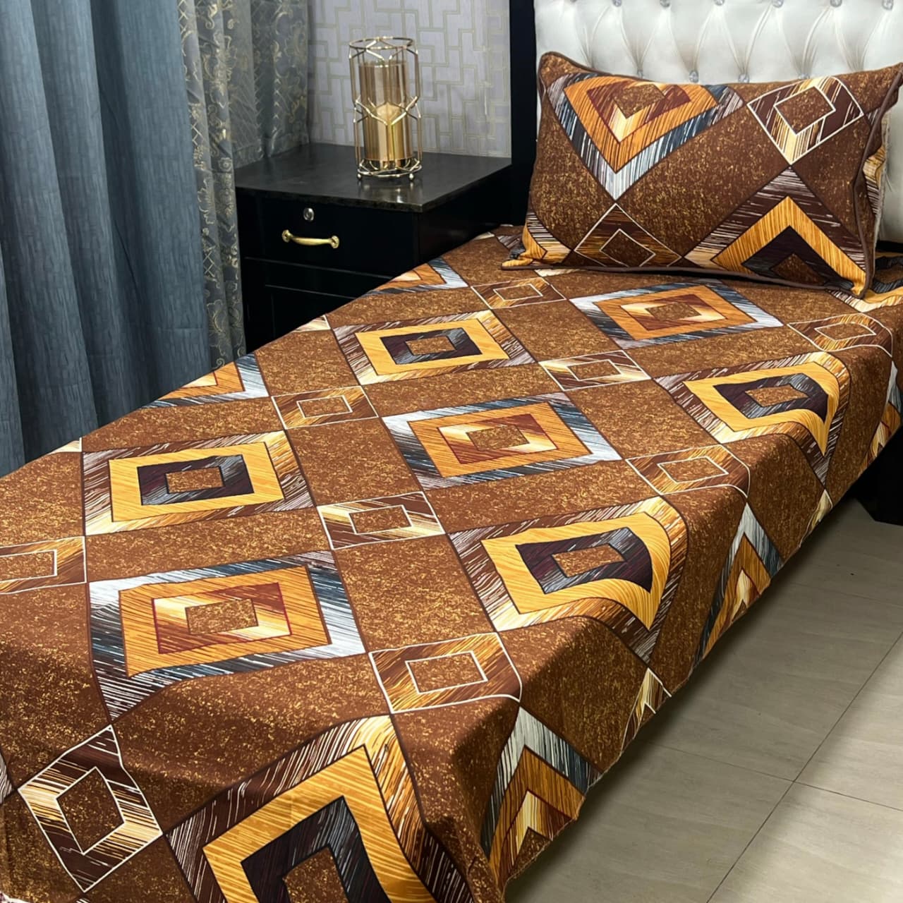 Crystal Cotton Single Bedsheet Design 129