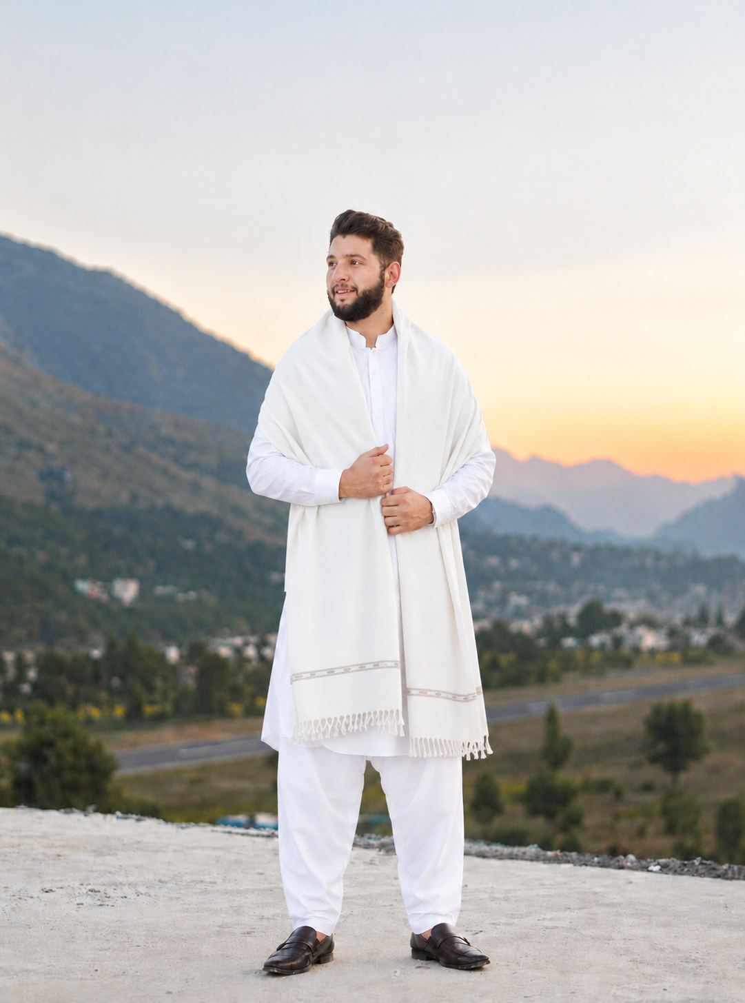 Shwal + Suit Gul Ahmad (White)