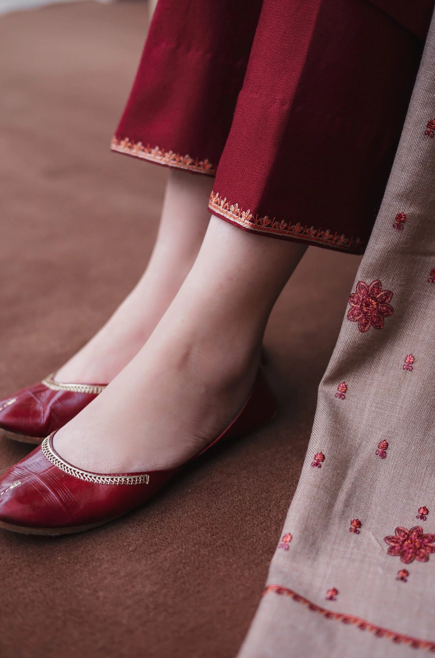 SF-350 Kashmiri Embroidered Maroon Suit