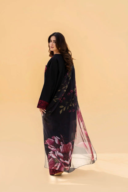 SF-394 Embroidered Black Marina Three Piece Dress