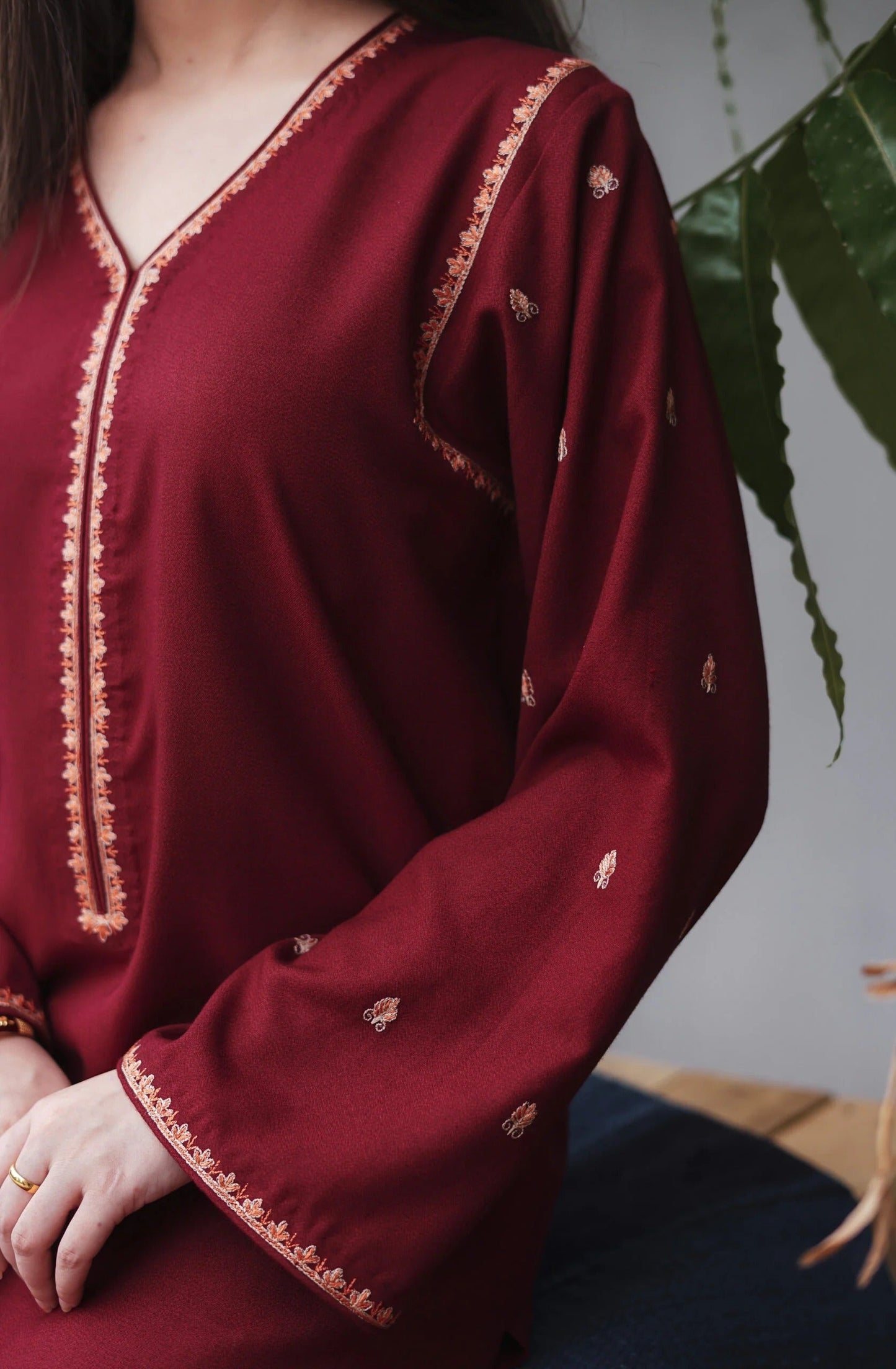 SF-350 Kashmiri Embroidered Maroon Suit