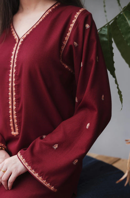 SF-350 Kashmiri Embroidered Maroon Suit
